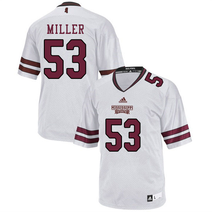 Men #53 Cameron Miller Mississippi State Bulldogs College Football Jerseys Sale-White